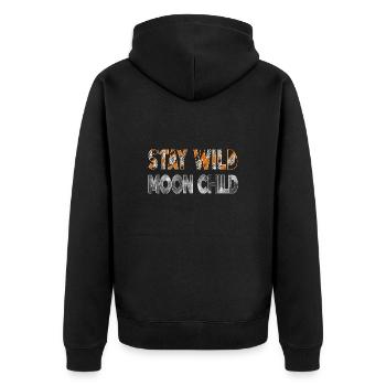 Stay wild Moonchild - Unisex Premium Bio Zip Hoodie - Schwarz - Hinten - Nico (187cm)