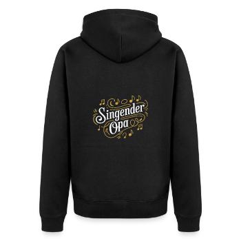 Singender Opa - unser Opa Großvater singt gerne - Unisex Premium Bio Zip Hoodie - Schwarz - Hinten - Nico (187cm)