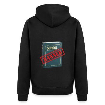 Book Banned - Unisex Premium Organic Zip Hoodie - black - Back - Nico (187cm)