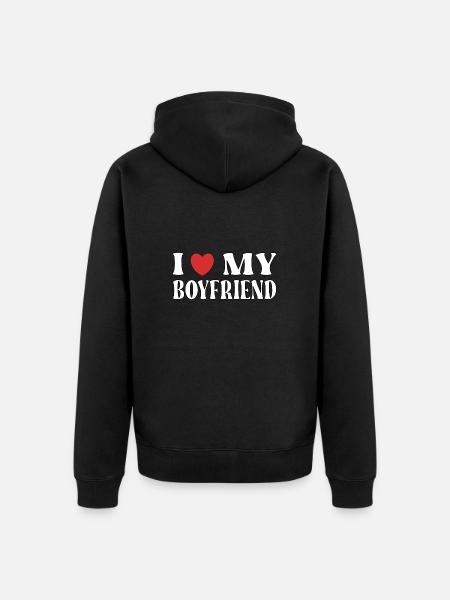 I love my boyfriend - Unisex Premium Organic Zip Hoodie - black