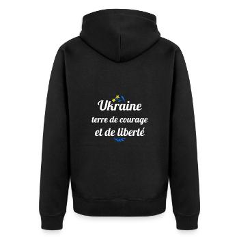 Ukraine terre de courage et de liberté - Veste à capuche bio Premium Unisexe - noir - Dos - Nico (187cm)