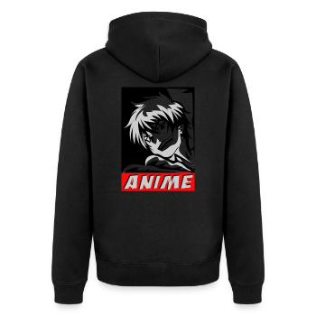 Anime Manga Garçon - Veste à capuche bio Premium Unisexe - noir - Dos - Nico (187cm)
