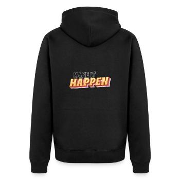 Make it happen - verwirkliche Deine Ziele - Unisex Premium Bio Zip Hoodie - Schwarz - Hinten - Nico (187cm)