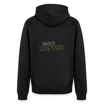 Make it happen - verwirkliche Deine Ziele - Unisex Premium Bio Zip Hoodie - Schwarz - Hinten - Nico (187cm)