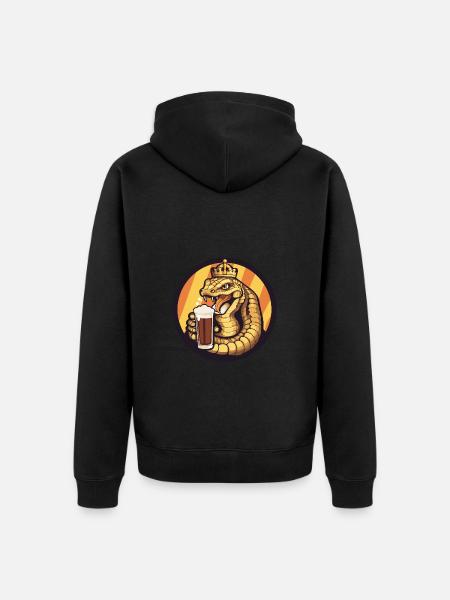 Schlange Kobra Bier - Unisex Premium Bio Zip Hoodie - Schwarz