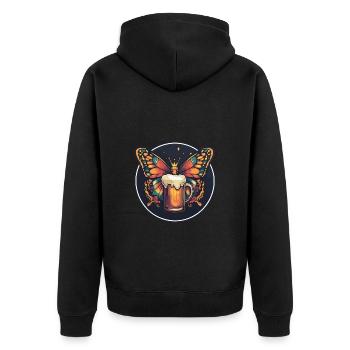 Schmetterling Bier - Unisex Premium Bio Zip Hoodie - Schwarz - Hinten - Nico (187cm)