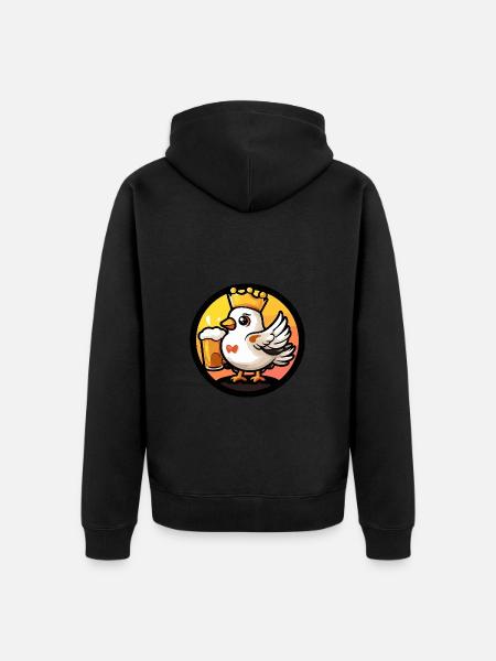 Pigeon Bird Beer - Unisex Premium Organic Zip Hoodie - black