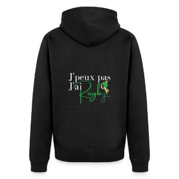 Je peux pas j'ai rugby - J'peux pas j'ai rugby - Veste à capuche bio Premium Unisexe - noir - Dos - Nico (187cm)