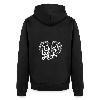 J’adore les chats, le café et la musique - Veste à capuche bio Premium Unisexe - noir - Dos - Nico (187cm)