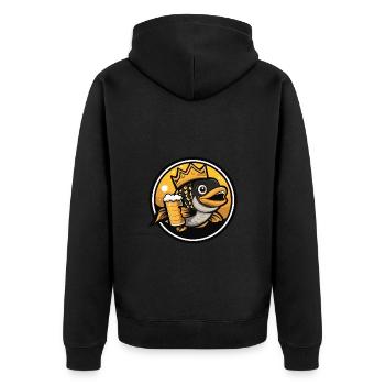 Piranha Fische Bier - Unisex Premium Bio Zip Hoodie - Schwarz - Hinten - Nico (187cm)