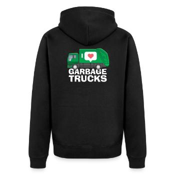 J’adore les camions à ordures - Veste à capuche bio Premium Unisexe - noir - Dos - Nico (187cm)