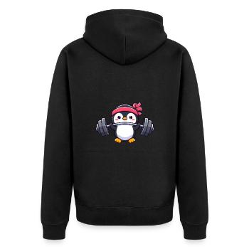 Penguin Workout Dumbbell Bench Press Fitness - Unisex Premium Organic Zip Hoodie - black - Back - Nico (187cm)