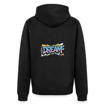 DREAM Graffiti Design voller Farbe und Motivation - Unisex Premium Bio Zip Hoodie - Schwarz - Hinten - Nico (187cm)