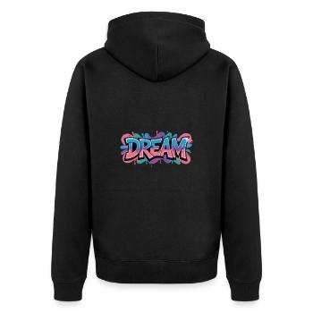 DREAM Graffiti Design voller Farbe und Motivation - Unisex Premium Bio Zip Hoodie - Schwarz - Hinten - Nico (187cm)