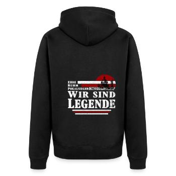 Leipzig Fußball Pokalsieger 2022 - Unisex Premium Bio Zip Hoodie - Schwarz - Hinten - Nico (187cm)