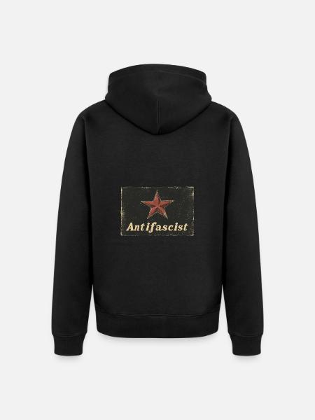Antifascist Red Star - Unisex Premium Organic Zip Hoodie - black