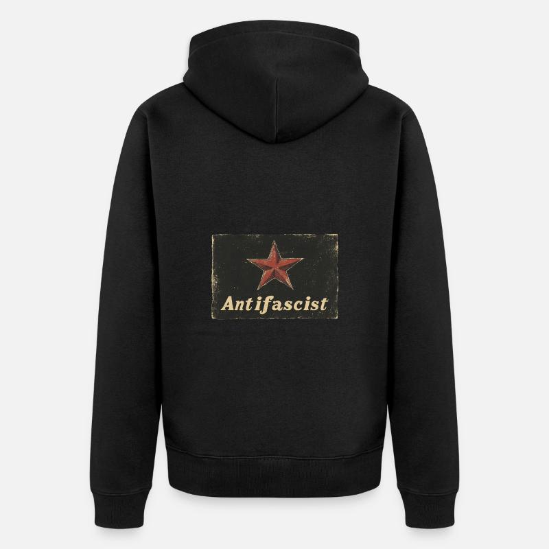 Étoile rouge antifasciste - Veste à capuche bio Premium Unisexe - noir