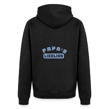 Papa's Liebling blaue Schrift Geschenk Papa Sohn - Unisex Premium Bio Zip Hoodie - Schwarz - Hinten - Nico (187cm)