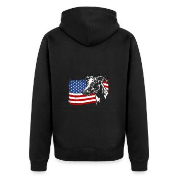 Whippet America Flag Dogs Dog Wilsigns - Unisex Premium Organic Zip Hoodie - black - Back - Nico (187cm)