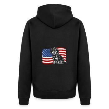teckel à poil dur amérique flag chiens chiens wilsigns - Veste à capuche bio Premium Unisexe - noir - Dos - Nico (187cm)