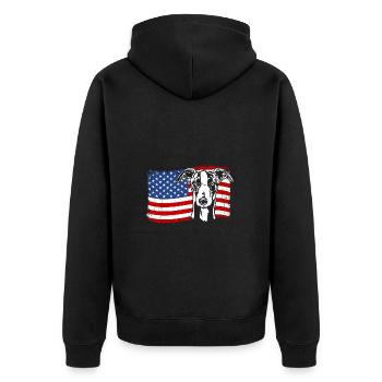 Whippet America Flag Dogs Dog Wilsigns - Unisex Premium Organic Zip Hoodie - black - Back - Nico (187cm)