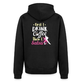 Salsa Dancing Drink Café Puis Salsa Anniversaire - Veste à capuche bio Premium Unisexe - noir - Dos - Nico (187cm)