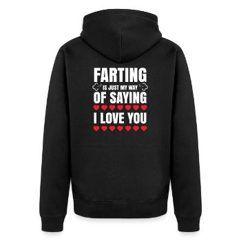 Lustig ich liebe dich Geschenk für Männer Frauen Valentinstag - Unisex Premium Bio Zip Hoodie - Schwarz - Hinten - Nico (187cm)