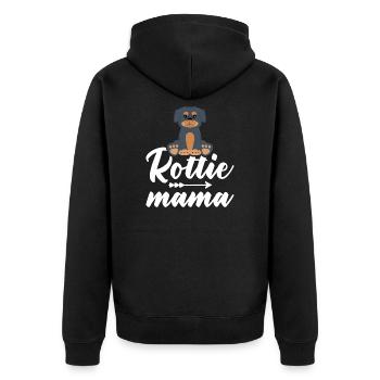 Frauen Rottie Mom Hund Mama Rottweiler - Unisex Premium Bio Zip Hoodie - Schwarz - Hinten - Nico (187cm)