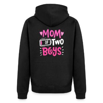 Maman de 2 garçons Batterie faible Drôle Fête des mères - Veste à capuche bio Premium Unisexe - noir - Dos - Nico (187cm)