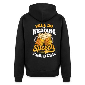 Der Redner wird eine Hochzeitsrede für Bier halten - Unisex Premium Bio Zip Hoodie - Schwarz - Hinten - Nico (187cm)