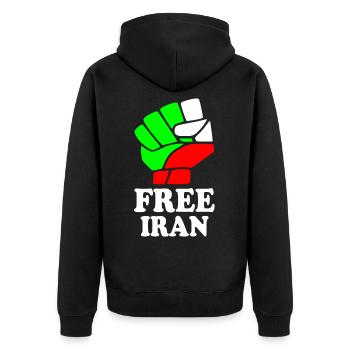 Free iran - Unisex Premium Bio Zip Hoodie - Schwarz - Hinten - Nico (187cm)
