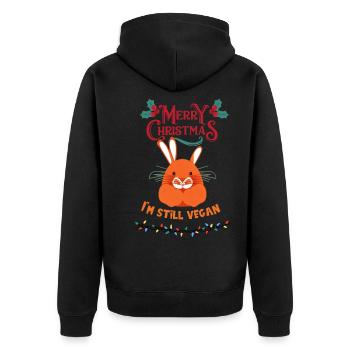 Lapin Noël Vegan / Je suis toujours végétalien - Veste à capuche bio Premium Unisexe - noir - Dos - Nico (187cm)