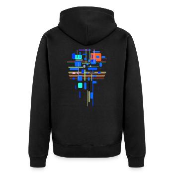 Architektur Muster Design - Unisex Premium Bio Zip Hoodie - Schwarz - Hinten - Nico (187cm)