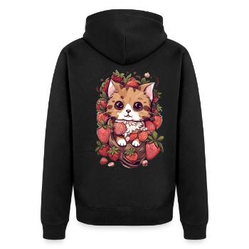 Ragamuffin Cat Fraise Cadeau - Veste à capuche bio Premium Unisexe - noir - Dos - Nico (187cm)