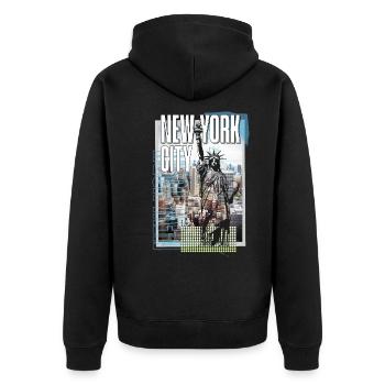 New York City USA America City Skyline Collage - Unisex Premium Organic Zip Hoodie - black - Back - Nico (187cm)
