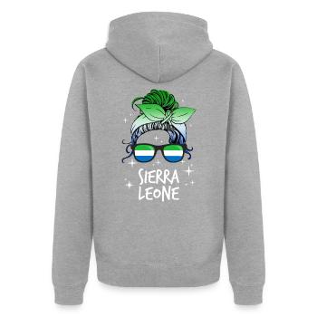 Sierra Leone - Unisex Premium Bio Zip Hoodie - Grau meliert - Hinten - Nico (187cm)