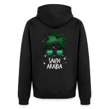 Saudi-Arabien - Unisex Premium Bio Zip Hoodie - Schwarz - Hinten - Nico (187cm)