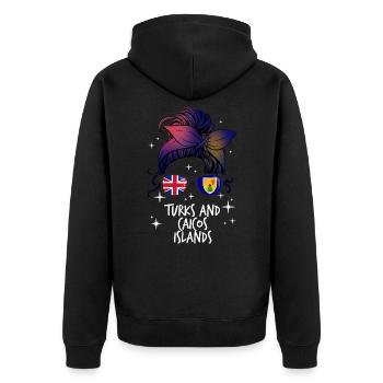 Turks und Caicosinseln - Unisex Premium Bio Zip Hoodie - Schwarz - Hinten - Nico (187cm)