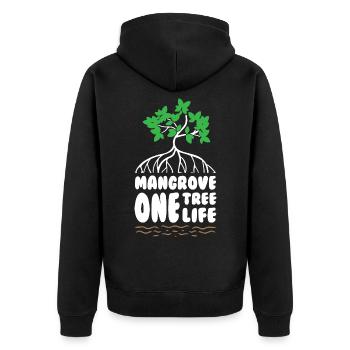 Mangrove One Tree One Life - Unisex Premium Organic Zip Hoodie - black - Back - Nico (187cm)
