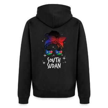 Südsudan - Unisex Premium Bio Zip Hoodie - Schwarz - Hinten - Nico (187cm)