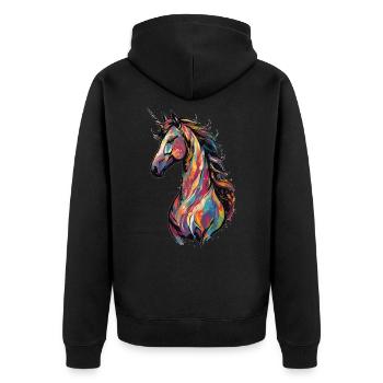 Licorne colorée, mystique-magique, majestueuse - Veste à capuche bio Premium Unisexe - noir - Dos - Nico (187cm)