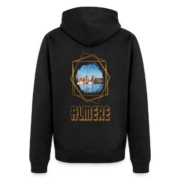 Almere Netherlands City Skyline Home Love - Unisex Premium Organic Zip Hoodie - black - Back - Nico (187cm)