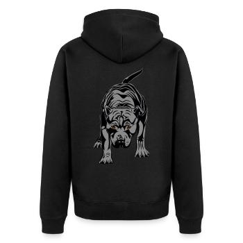 Pitbull - Unisex Premium Bio Zip Hoodie - Schwarz - Hinten - Nico (187cm)