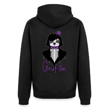 Gruf-Tee Goth Sloth Grufti Gothic Faultier Gruftee - Unisex Premium Bio Zip Hoodie - Schwarz - Hinten - Nico (187cm)