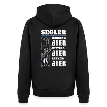 My daily routine as a sailor - Unisex Premium Organic Zip Hoodie - black - Back - Nico (187cm)