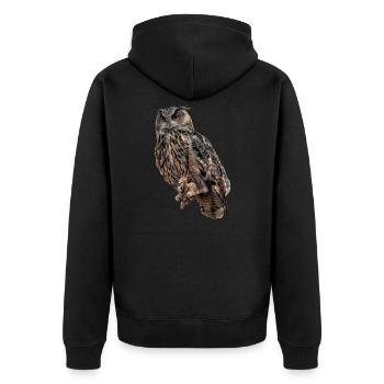 The eagle owl is a hunter of the dusk and the night. - Unisex Premium Organic Zip Hoodie - black - Back - Nico (187cm)