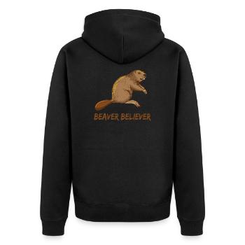 Niedlicher Biber - Unisex Premium Bio Zip Hoodie - Schwarz - Hinten - Nico (187cm)