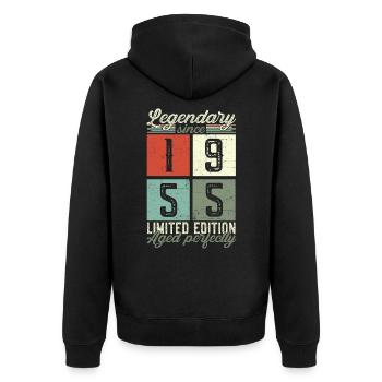 Légendaire depuis 1955 67ème anniversaire cadeau hommes - Veste à capuche bio Premium Unisexe - noir - Dos - Nico (187cm)