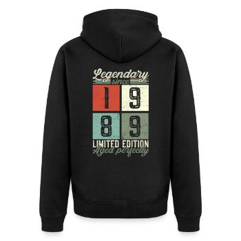 Legendary since 1989 33rd birthday gift - Unisex Premium Organic Zip Hoodie - black - Back - Nico (187cm)
