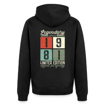 Legendary since 1981 41st birthday gift - Unisex Premium Organic Zip Hoodie - black - Back - Nico (187cm)